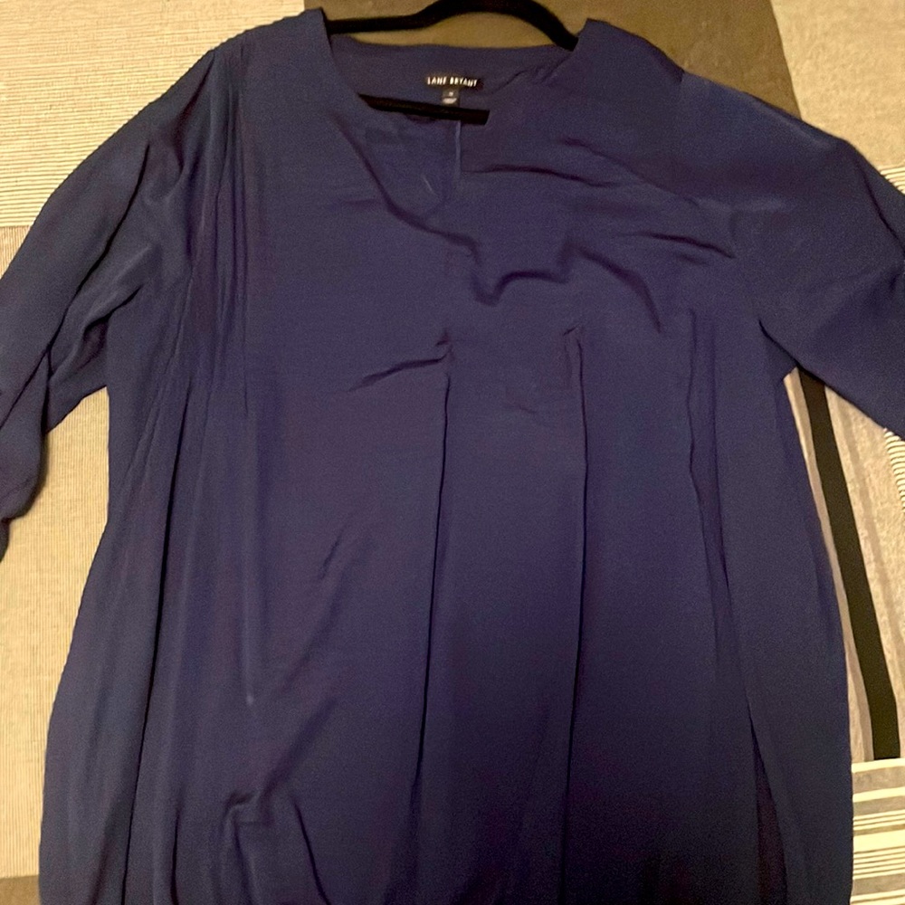 Lane Bryant 16 banded blouse navy blue